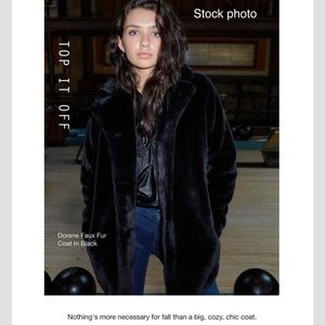 NWT J Brand Dorene Faux Fur Coat Black Medium